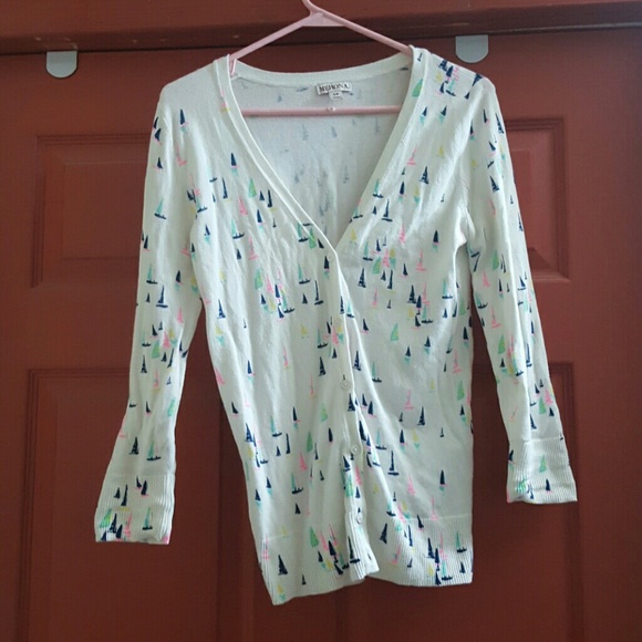 White Sailboat Cardi
