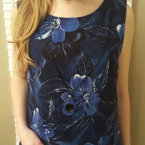 LONG 2 PC LOOK BLACK AND BLUE DRESS SZ M - Picture 3 of 4