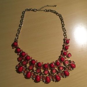 Red statement necklace