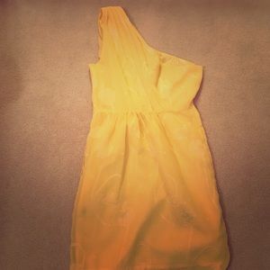 One shoulder formal yellow dress