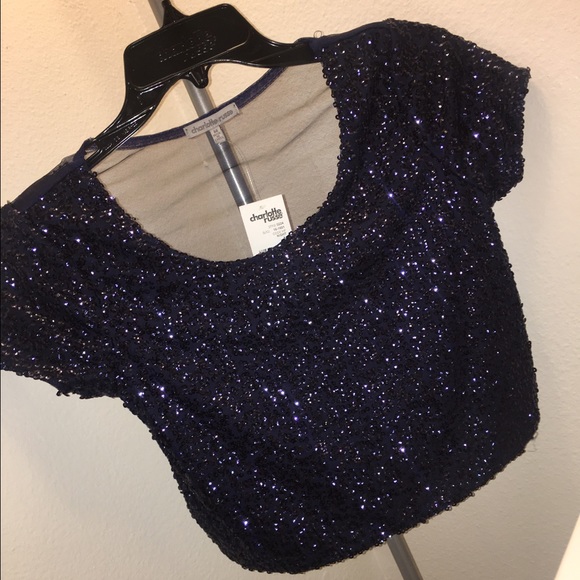 Crop top glitter blouse
