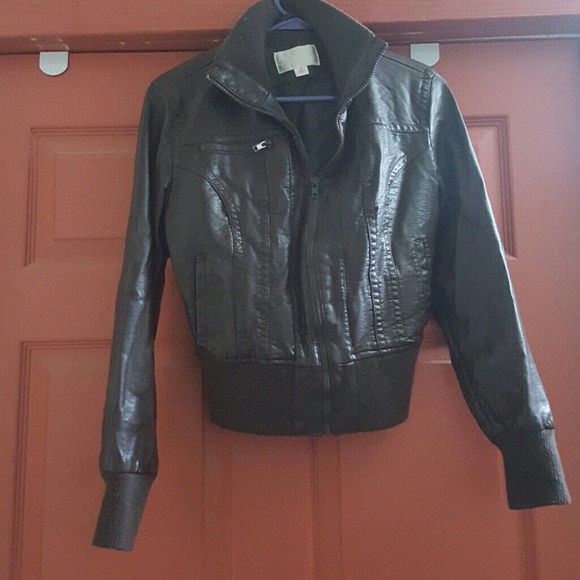 Brown Pleather Bomber