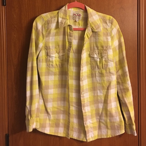 Yellow, Cream & White Plaid Long Sleeve