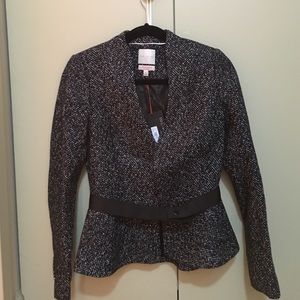 Black Tweed Blazer with Black Sash