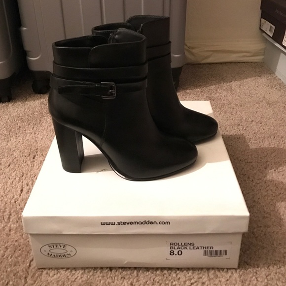 Steve Madden Rollens Black Leather