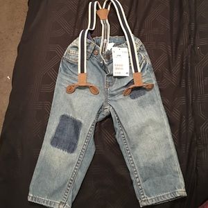 H&M baby boy jeans with suspenders brand new