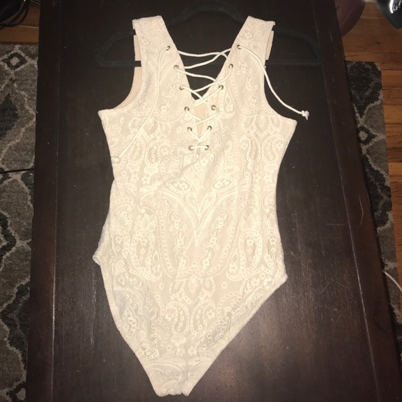 Kendal and Kylie lace up body suit
