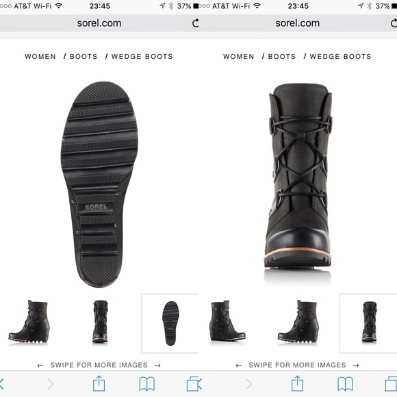 LASTπNWTπSorel Joan of Arctic Black Wedge Bootie - Picture 5 of 8