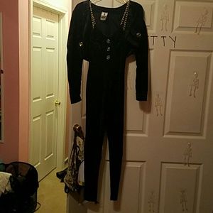 Floral velvet like jumpsuit