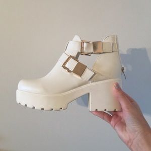 White grunge booties