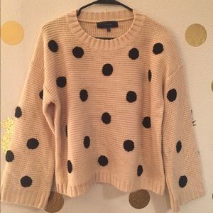Cream and black polka dot cropped sweater