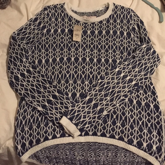 Navy and white pattern sweater