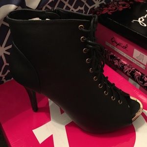 Black Lace Up Platform Bootie
