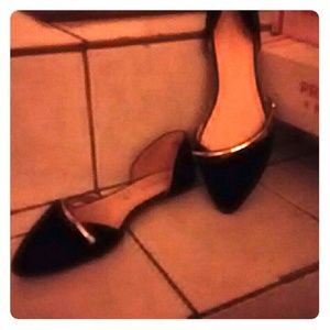 Flat Light Velvet / Suede Black & Gold Flat, Flats