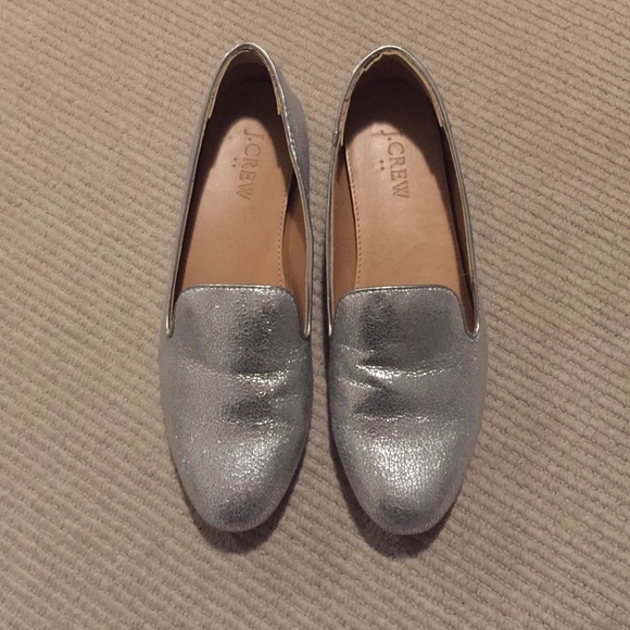 J. Crew factory silver loafers