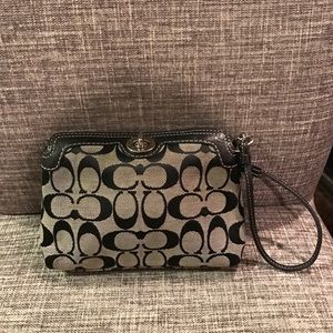 Coach Wristlet - black and grey with silver