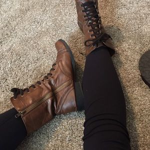 Madden Girl brown leather combat boots