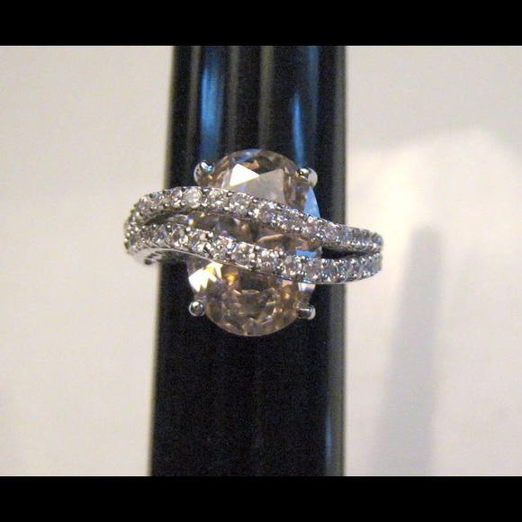 Vintage Ring BIG COCKTAIL Size 7 Silver tone - Picture 2 of 4