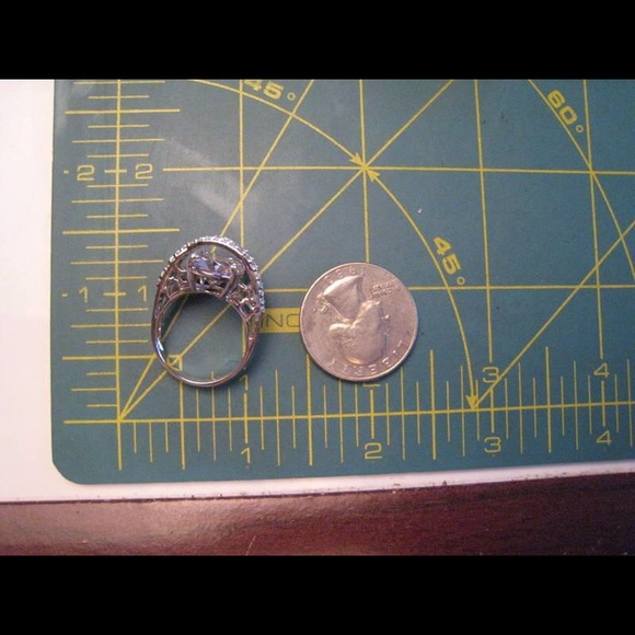 Vintage Ring BIG COCKTAIL Size 7 Silver tone - Picture 3 of 4