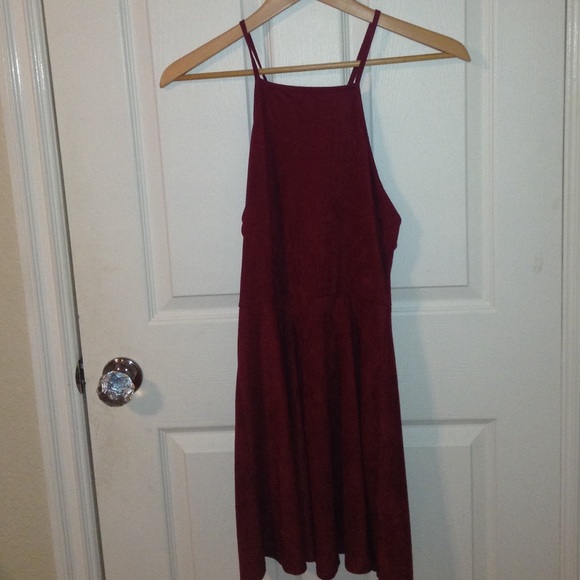 Velvet maroon mid length dress
