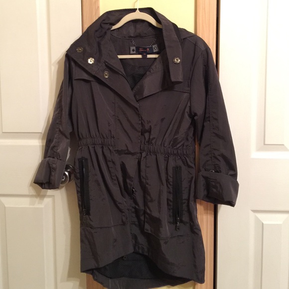 Seven 7 Brand Long Charcoal Rain Jacket sz xsmall - Picture 1 of 4