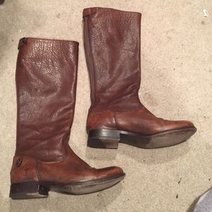 Frye Melissa button zipper boot 6.5 Cognac Brown