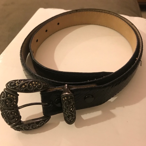 Judith Jack Snakeskin Belt With Marcasite Buckle.
