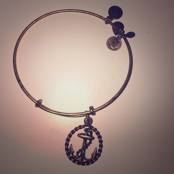 Alex and Ani Gold Anchor Charm Bracelet