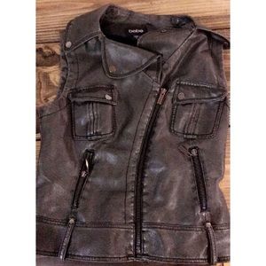 BEBE leather moto vest