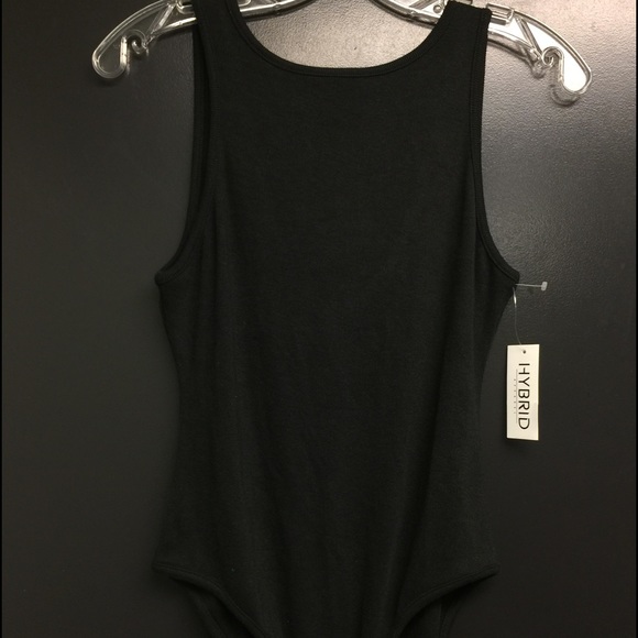 Hybrid Black Knit Snap Crotch Low Back Leotard Top