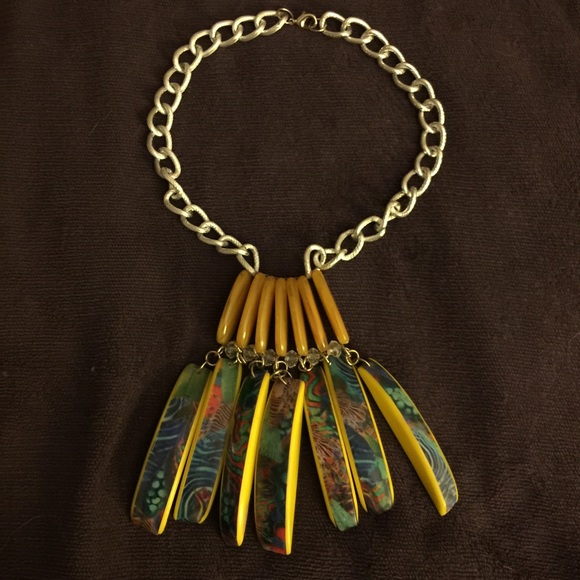 FUNKY Silver-Tone Chain Banana Tropical Choker~FUN