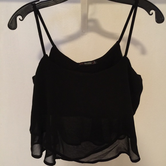Bershka Chiffon Layered Flowy Crop Tank Top NWT M
