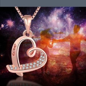 Heart Necklace Crystal Jewelry Rose gold plates