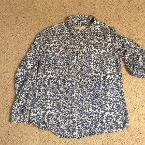LOFT printed button up blouse.