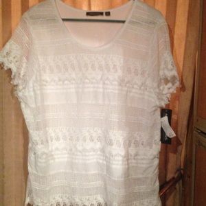 White 100% Cotton Crocheted Blouse