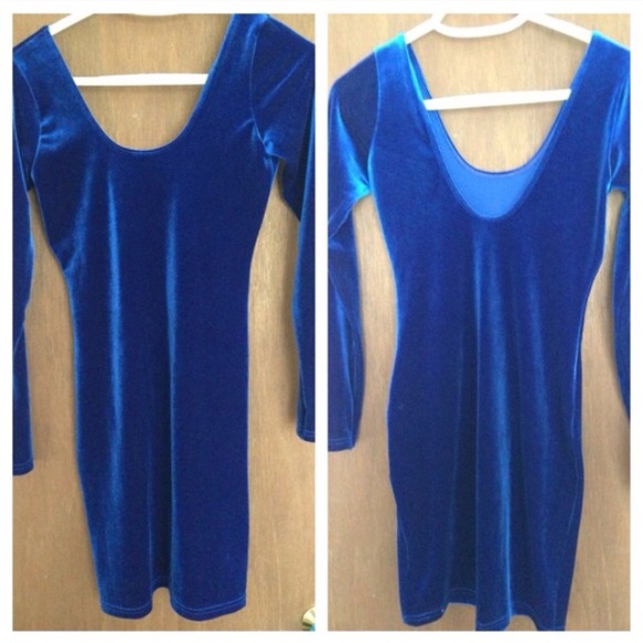 American Apparel Blue velvet bodycon dress