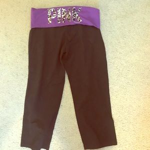 Capris stretchy shiny fold over band