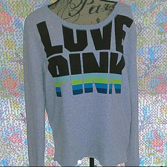 NWOT PINK Slouchy Cut-off Shoulder Pullover