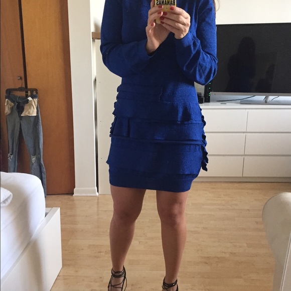 Blue w light shimmer, sweater style BCBG dress
