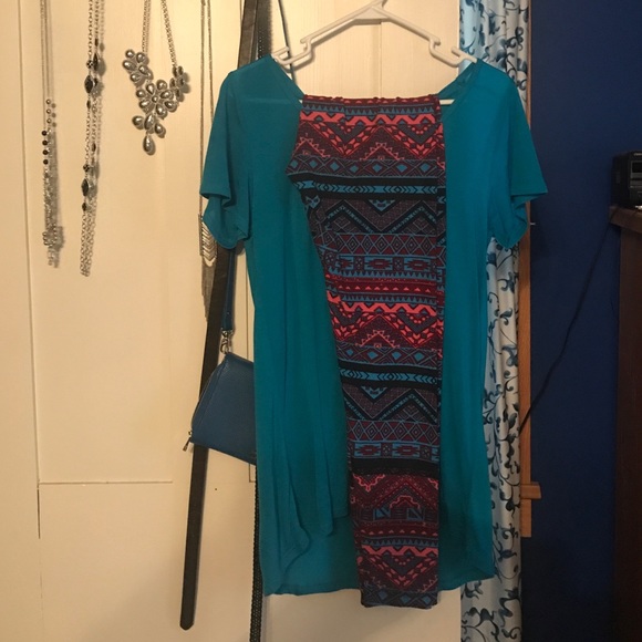 Teal blue classic T XS lularoe and OS leggings