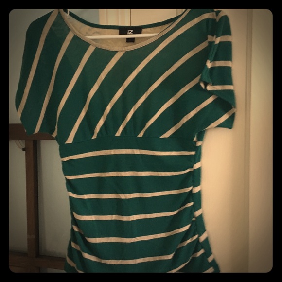 IZ Byer green and tan lace top