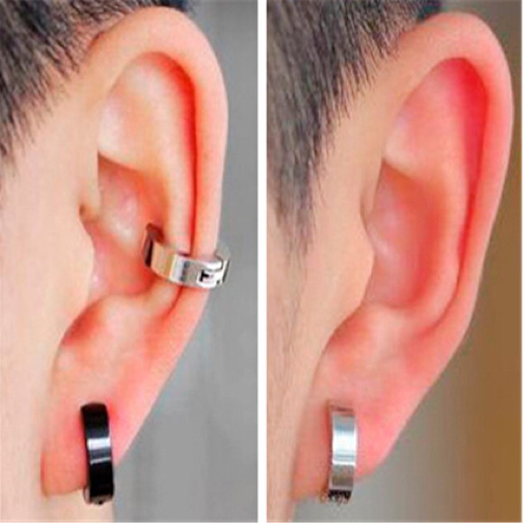 Hoop Non Pierced Earrings Stainless Steel