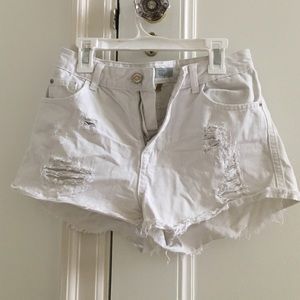 White, ripped, fringed jean shorts from Nordstrom