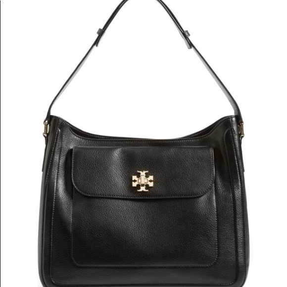 🆕Tory Burch "Mercer" Black Leather Slouchy Hobo. - Picture 2 of 8