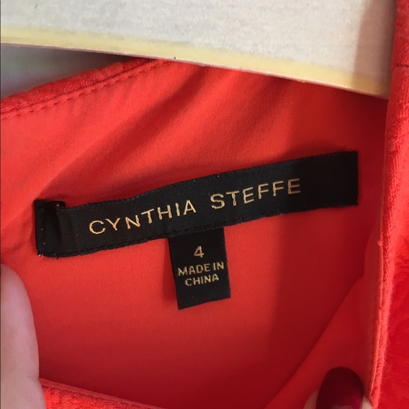 Cynthia Steffe 4 Orange Brocade Party Dress Cockta - Picture 4 of 8