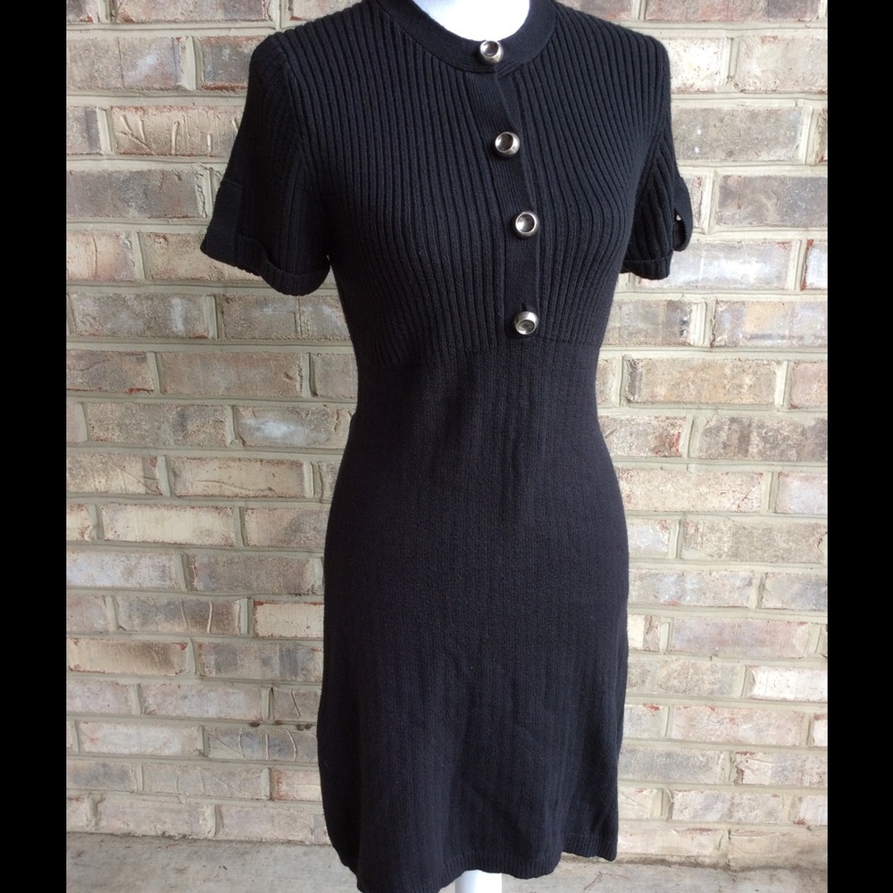 Trina Turk Ribbed Knit Sweater Dress - black -sz S