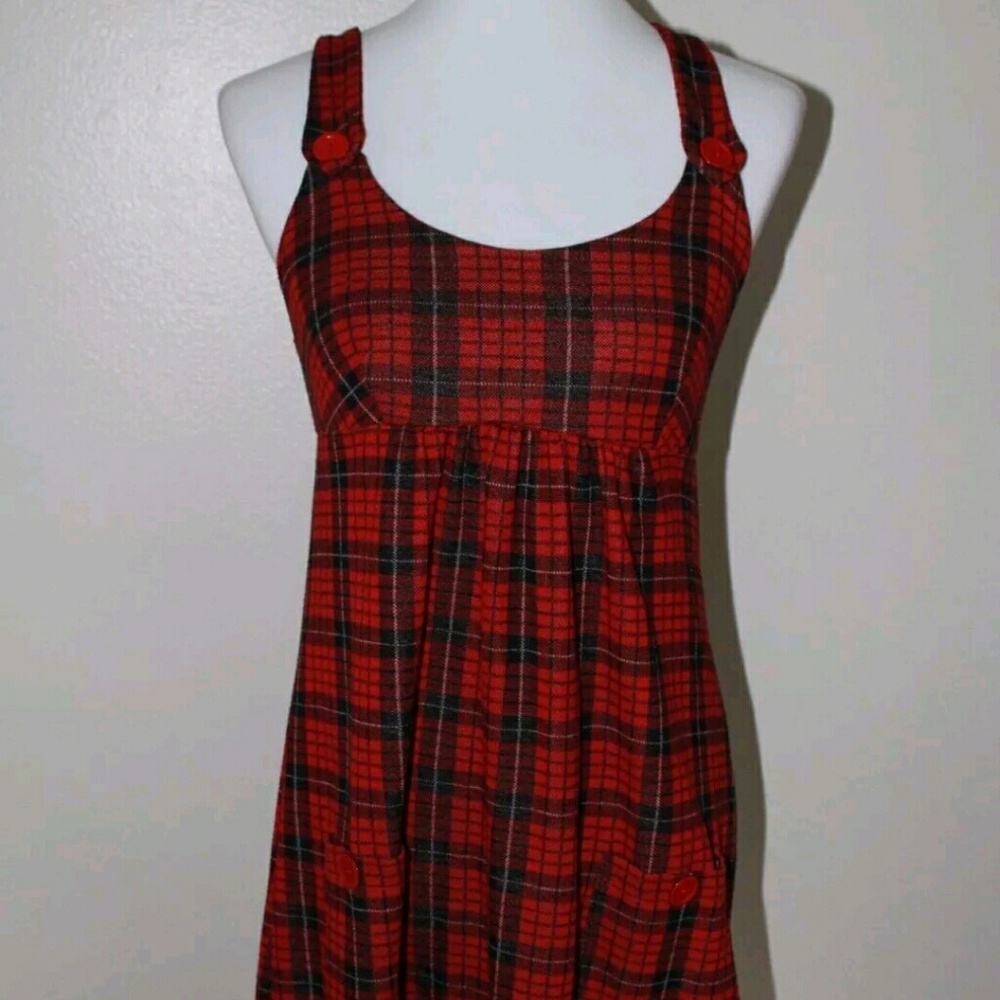 Plaid bib skater dress