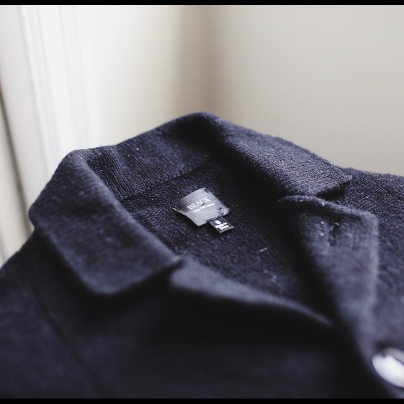 Saks Fifth Avenue Black Wool Cardigan - Picture 2 of 2