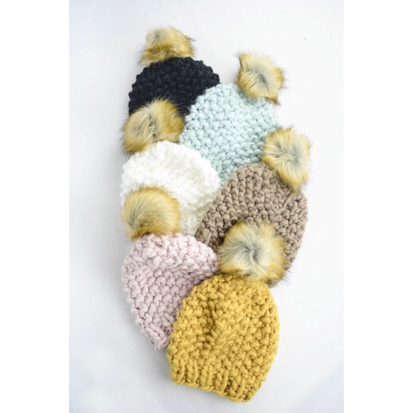 Mint Chunky Knit Pom Beanie - Picture 3 of 3