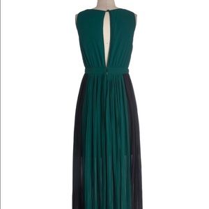 S floor length green jewel tone and black gown